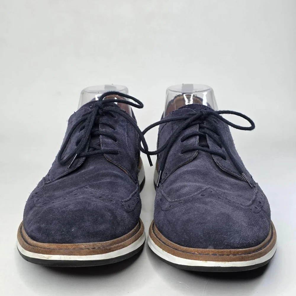 Clarks Chantry Men's 9.5 M Wing Navy Suede Brogue Wingtip Oxford Shoes 26155073
